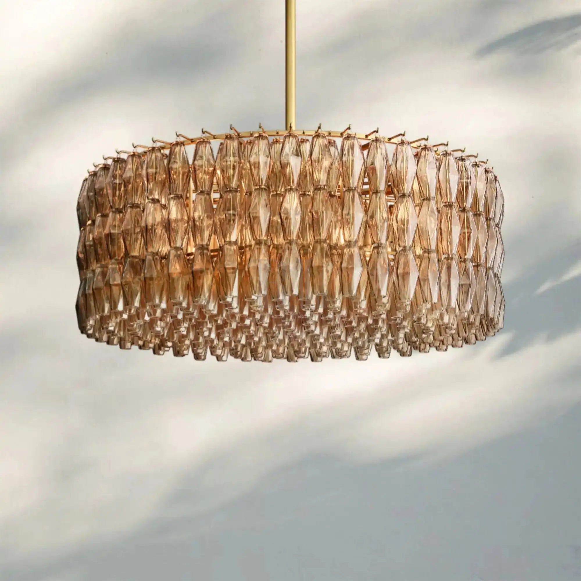 Chiare Modern Round Glass Chandelier 37'' 47'' 61''-47''-Brass-Smoke