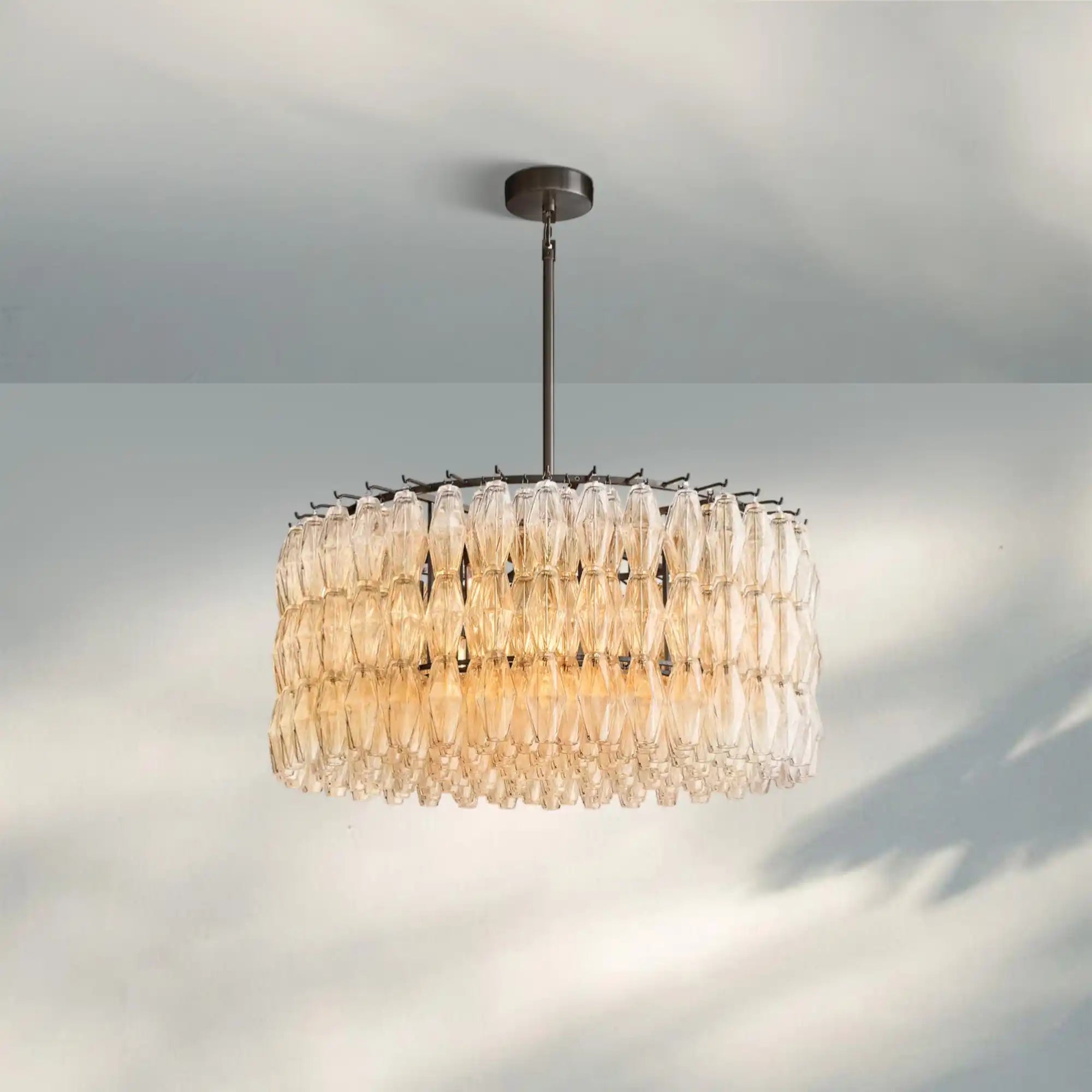 Chiare Modern Round Glass Chandelier 37'' 47'' 61''-37''-Bronze-Clear
