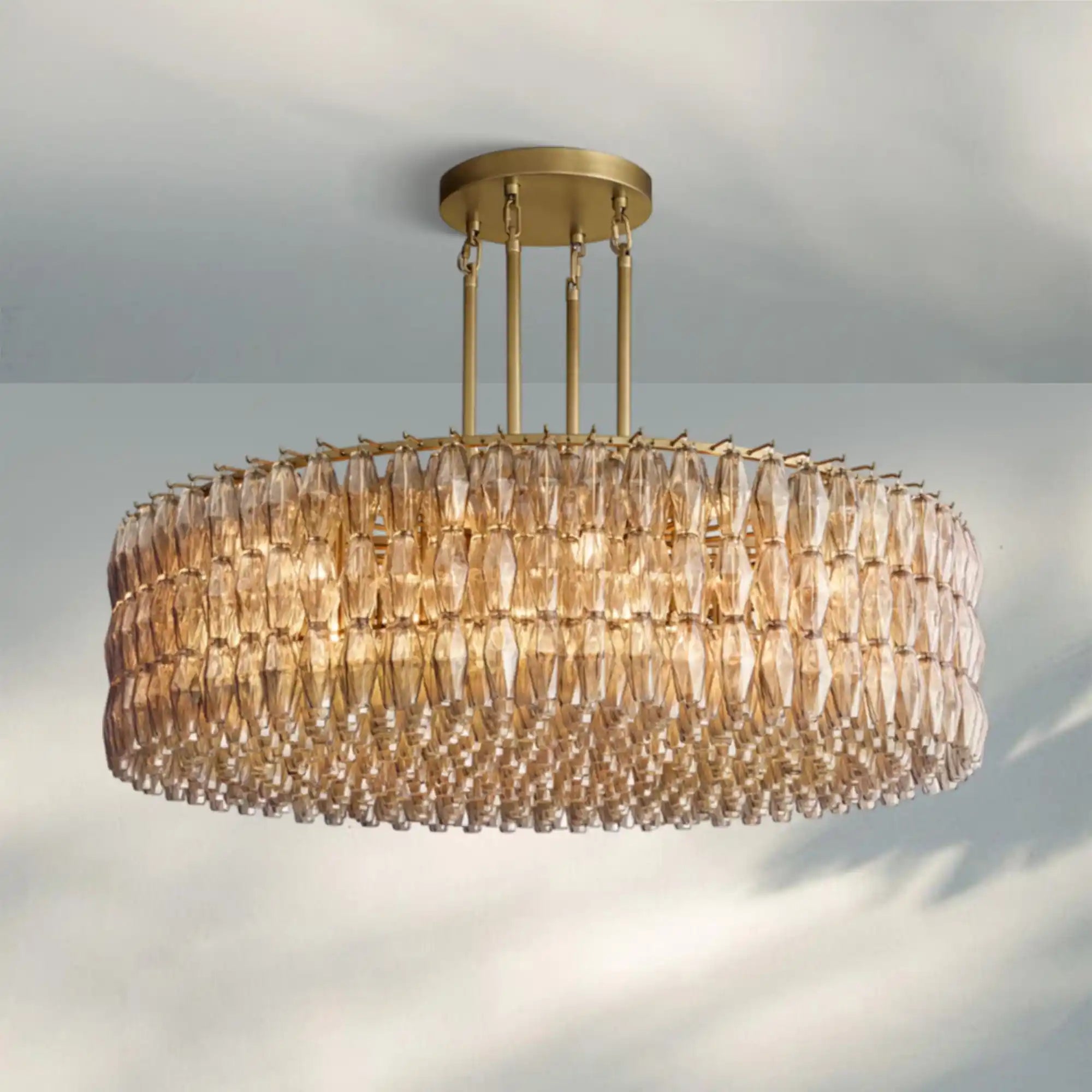 Chiare Modern Round Glass Chandelier 37'' 47'' 61''-61''-Brass-Smoke