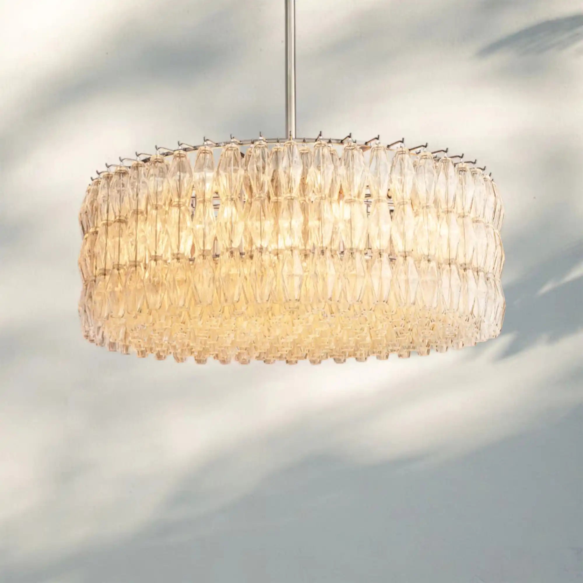 Chiare Modern Round Glass Chandelier 37'' 47'' 61''-47''-Stain Nickel-Clear