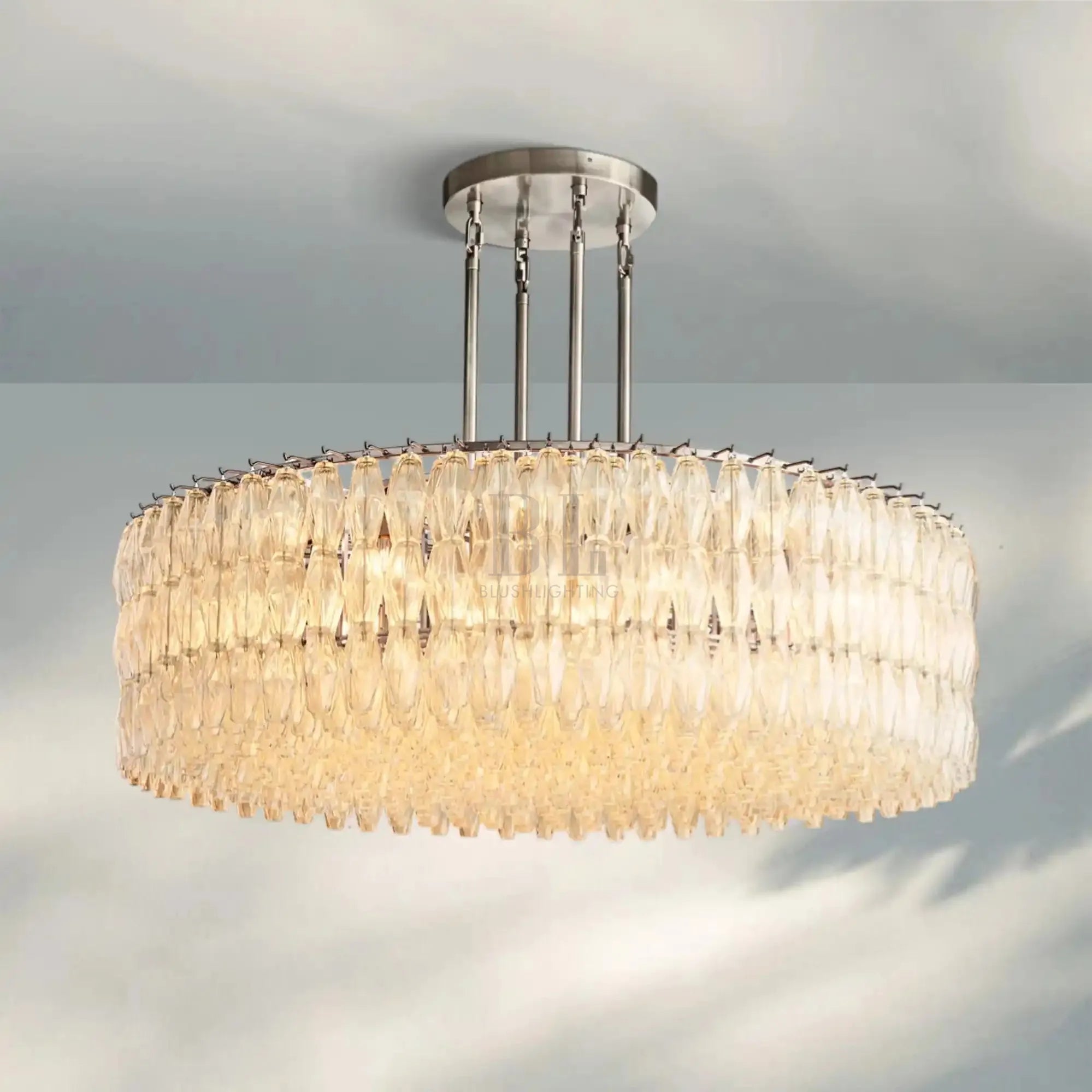 Chiare Modern Round Glass Chandelier 37'' 47'' 61''-61''-Stain Nickel-Clear