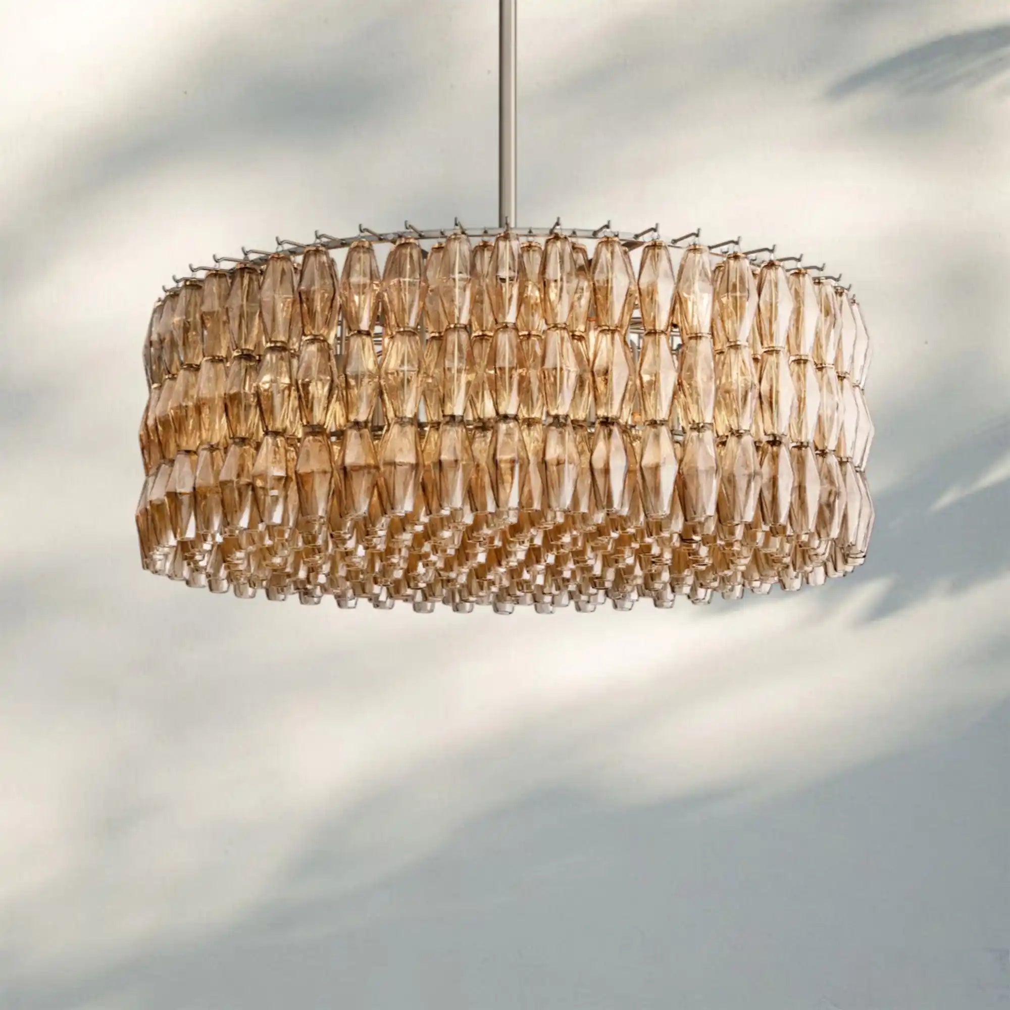 Chiare Modern Round Glass Chandelier 37'' 47'' 61''-37''-Stain Nickel-Smoke
