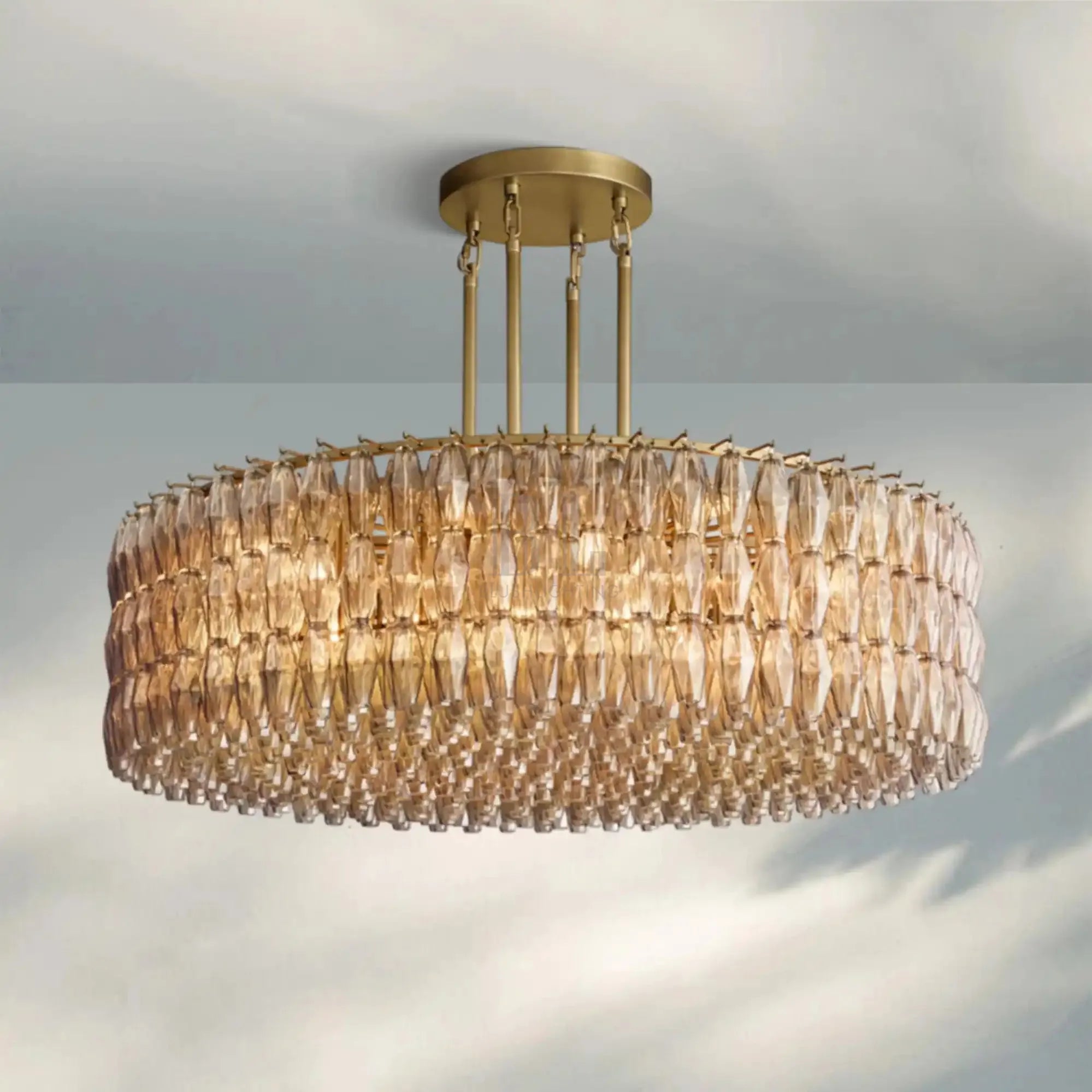 Chiare Modern Round Glass Chandelier 37'' 47'' 61''-61''-Brass-Smoke