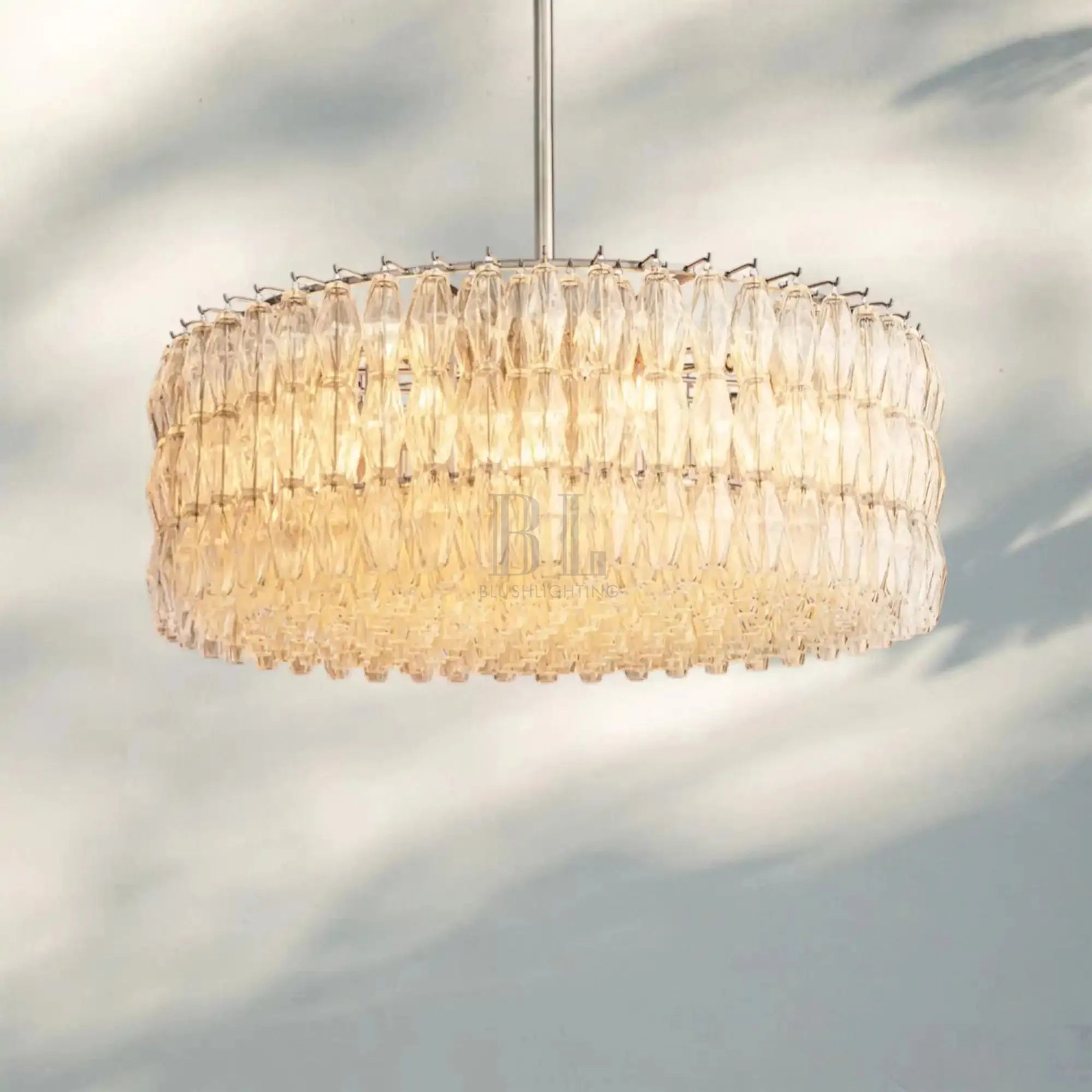 Chiare Modern Round Glass Chandelier 37'' 47'' 61''-47''-Stain Nickel-Clear