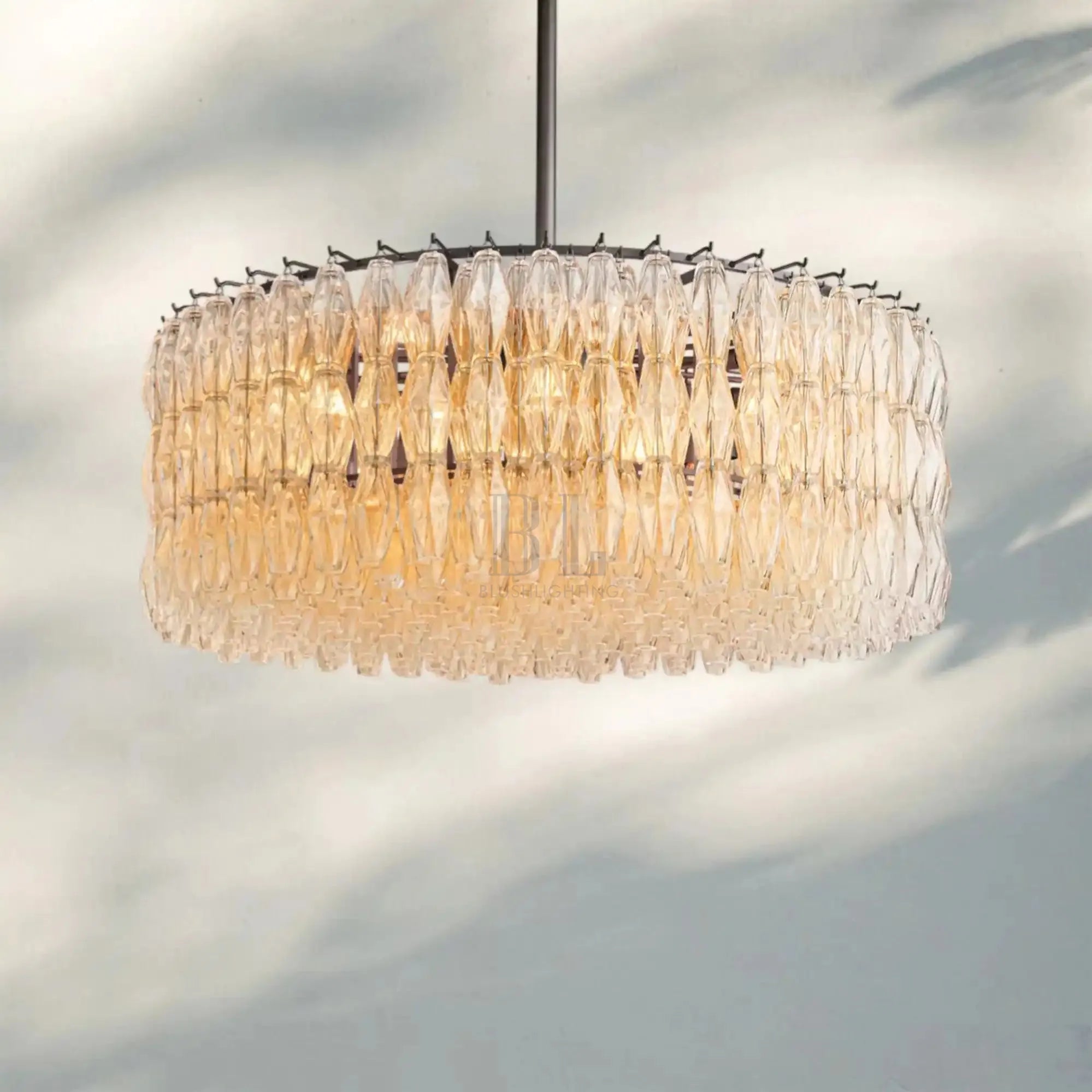 Chiare Modern Round Glass Chandelier 37'' 47'' 61''-47''-Bronze-Clear