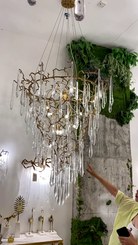 Chic Modern French Branch Copper Crystal Chandelier for Living Room Foyer and Dining Room Lighting-Chandeliers-Blushlighting