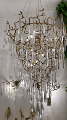 Chic Modern French Branch Copper Crystal Chandelier for Living Room Foyer and Dining Room Lighting - D31.5"*H42.2"Warm LightBlushlighting
