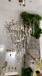 Chic Modern French Branch Copper Crystal Chandelier for Living Room Foyer and Dining Room Lighting - D31.5"*H42.2"Warm LightBlushlighting