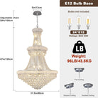 BEIRIO Chrome 24-Light Crystal Chandelier for High Ceilings