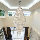 Chrome Extra Large Crystal Chandelier for Foyer Staircase Living Room Entrance Ceiling Light Fixture In Silver - D23.6"*H54.3"/ 23 LightsChromeBlushlighting