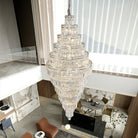 Chrome Extra Large Crystal Chandelier for Foyer Staircase Living Room Entrance Ceiling Light Fixture In Silver - D23.6"*H54.3"/ 23 LightsChromeBlushlighting