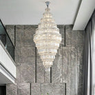 Chrome Extra Large Crystal Chandelier for Foyer Staircase Living Room Entrance Ceiling Light Fixture In Silver - D23.6"*H54.3"/ 23 LightsChromeBlushlighting