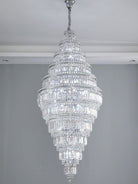 Chrome Extra Large Crystal Chandelier for Foyer Staircase Living Room Entrance Ceiling Light Fixture In Silver - D23.6"*H54.3"/ 23 LightsGoldBlushlighting