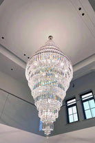 Chrome Extra Large Crystal Chandelier for Foyer Staircase Living Room Entrance Ceiling Light Fixture In Silver - D23.6"*H54.3"/ 23 LightsChromeBlushlighting