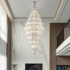 Chrome Extra Large Crystal Chandelier for Foyer Staircase Living Room Entrance Ceiling Light Fixture In Silver - D23.6"*H54.3"/ 23 LightsChromeBlushlighting