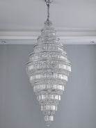 Chrome Extra Large Crystal Chandelier for Foyer Staircase Living Room Entrance Ceiling Light Fixture In Silver - D23.6"*H54.3"/ 23 LightsGoldBlushlighting