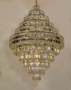 Chrome/ Silver/ Gold Extra Large Chandelier For Foyer Living Room Staircase Crystal Ceiling Lighting Fixture - D19.7"*H23.6"/ 10 LightsGoldWarm LightBlushlighting