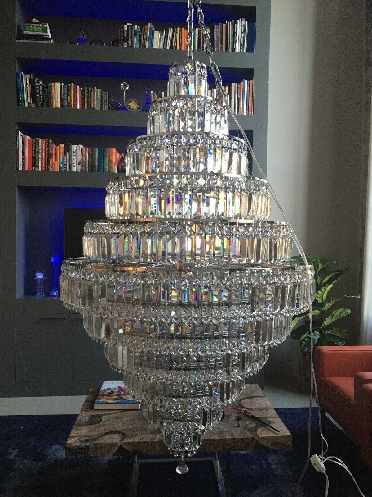 Chrome/ Silver/ Gold Extra Large Chandelier For Foyer Living Room Staircase Crystal Ceiling Lighting Fixture - D19.7"*H23.6"/ 10 LightsChrome/SilverWarm LightBlushlighting