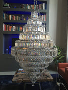 Chrome/ Silver/ Gold Extra Large Chandelier For Foyer Living Room Staircase Crystal Ceiling Lighting Fixture - D19.7"*H23.6"/ 10 LightsChrome/SilverWarm LightBlushlighting