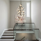 Churippu Branch Brass Chandelier - 21 lights ∅ 36″ x W 36″ x H 77.6″Brushed Dark Bronze & White CeramicBlushlighting