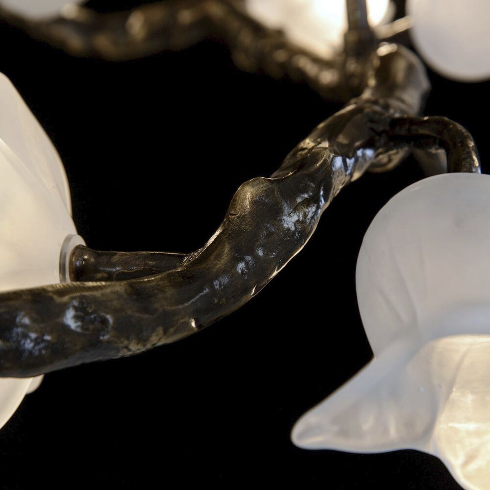 Churippu Branch Brass Chandelier - 21 lights ∅ 36″ x W 36″ x H 77.6″Brushed Dark Bronze & White CeramicBlushlighting