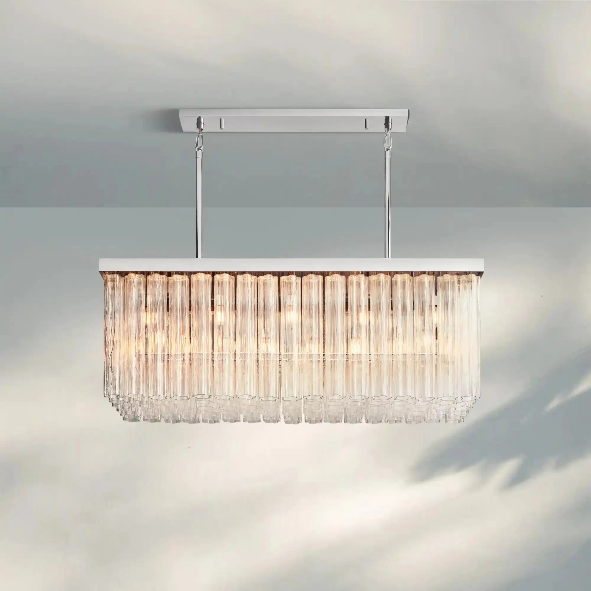 Ciel Rectangle Chandelier-54''-Nickel-