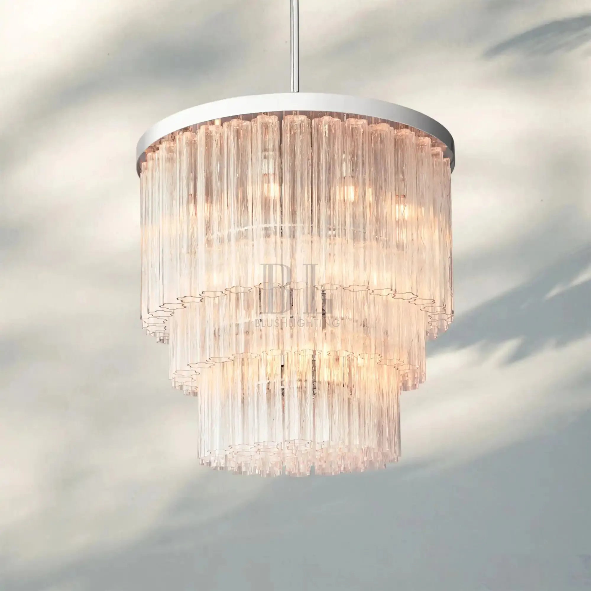 Ciel Three-Tier Round Chandelier-36"-Nickel-