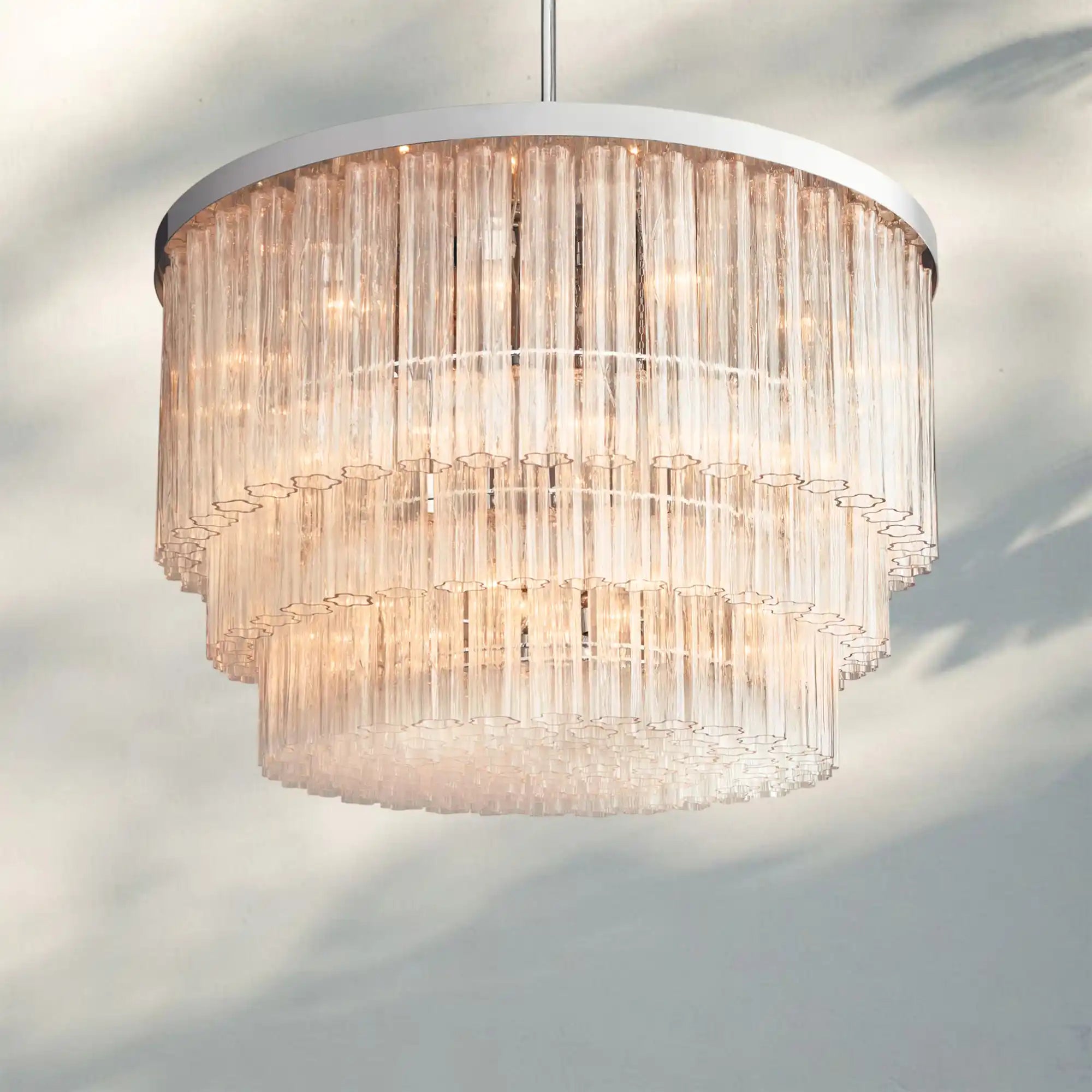 Ciel Three-Tier Round Chandelier-48"-Nickel-