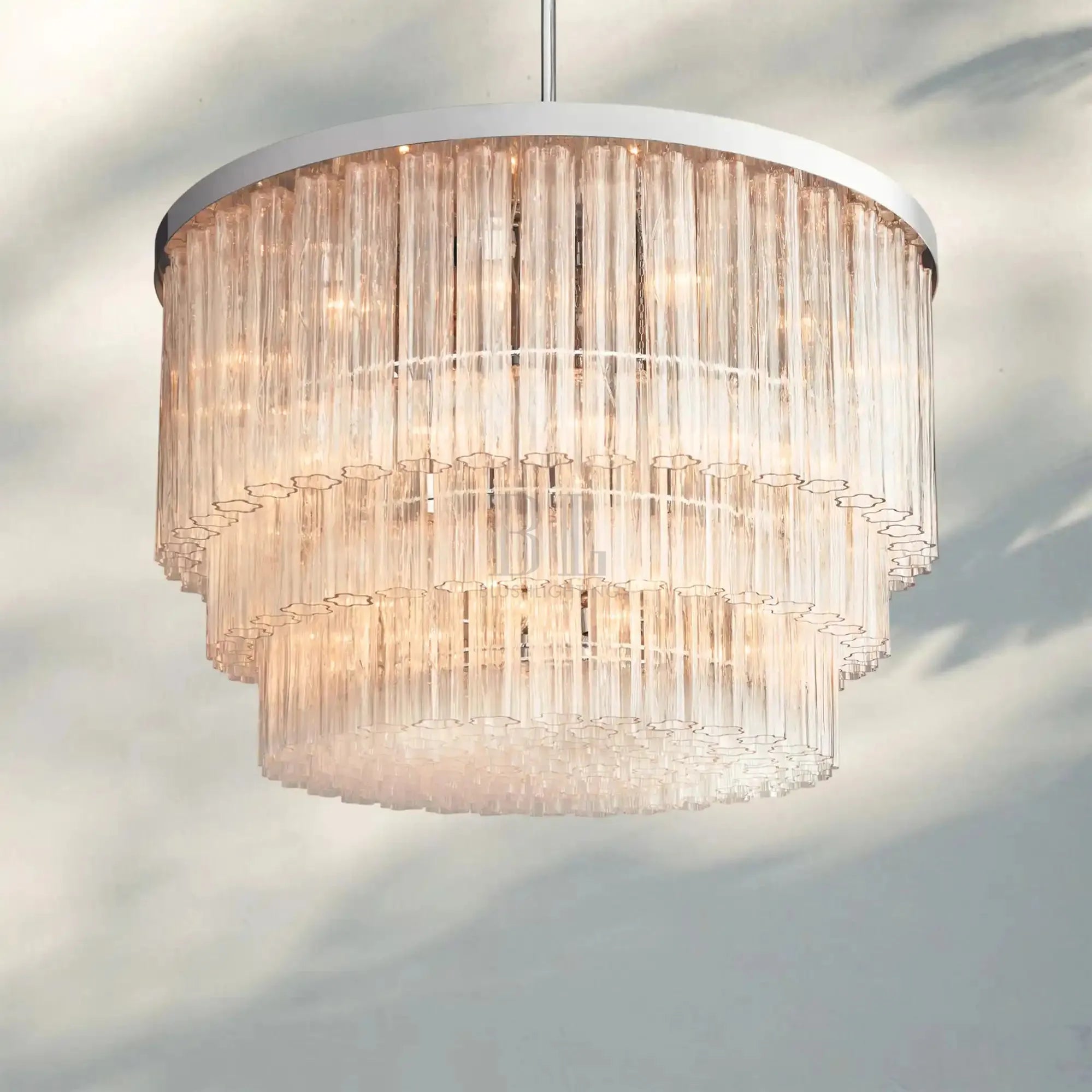 Ciel Three-Tier Round Chandelier-48"-Nickel-