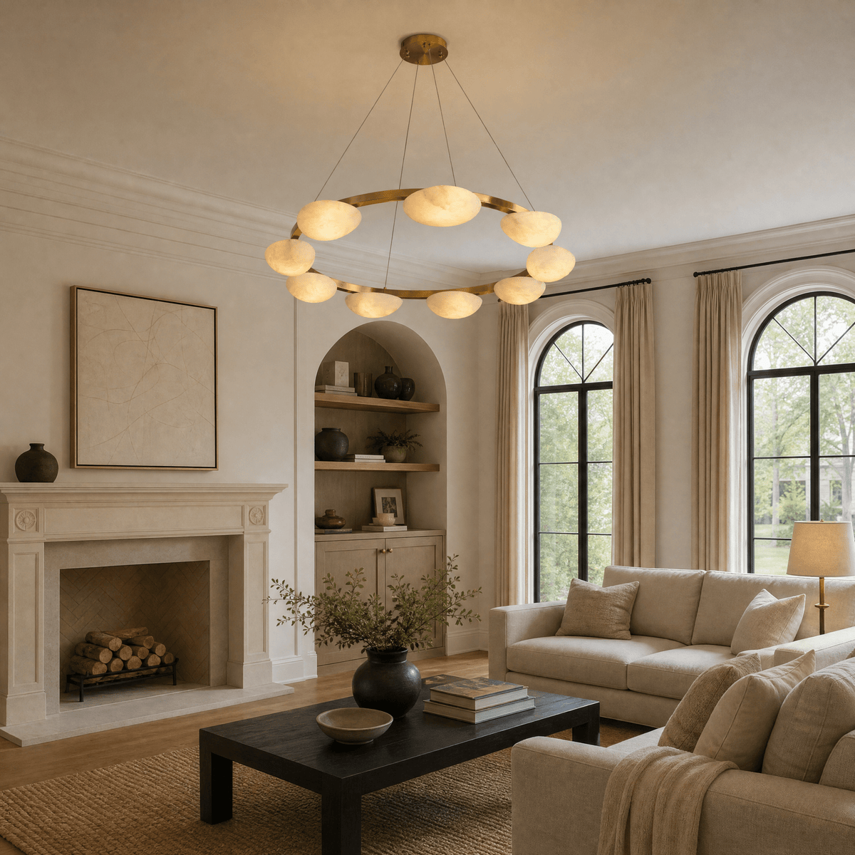 Ciottolo Modern Alabaster Ring Chandelier - Blushlighting