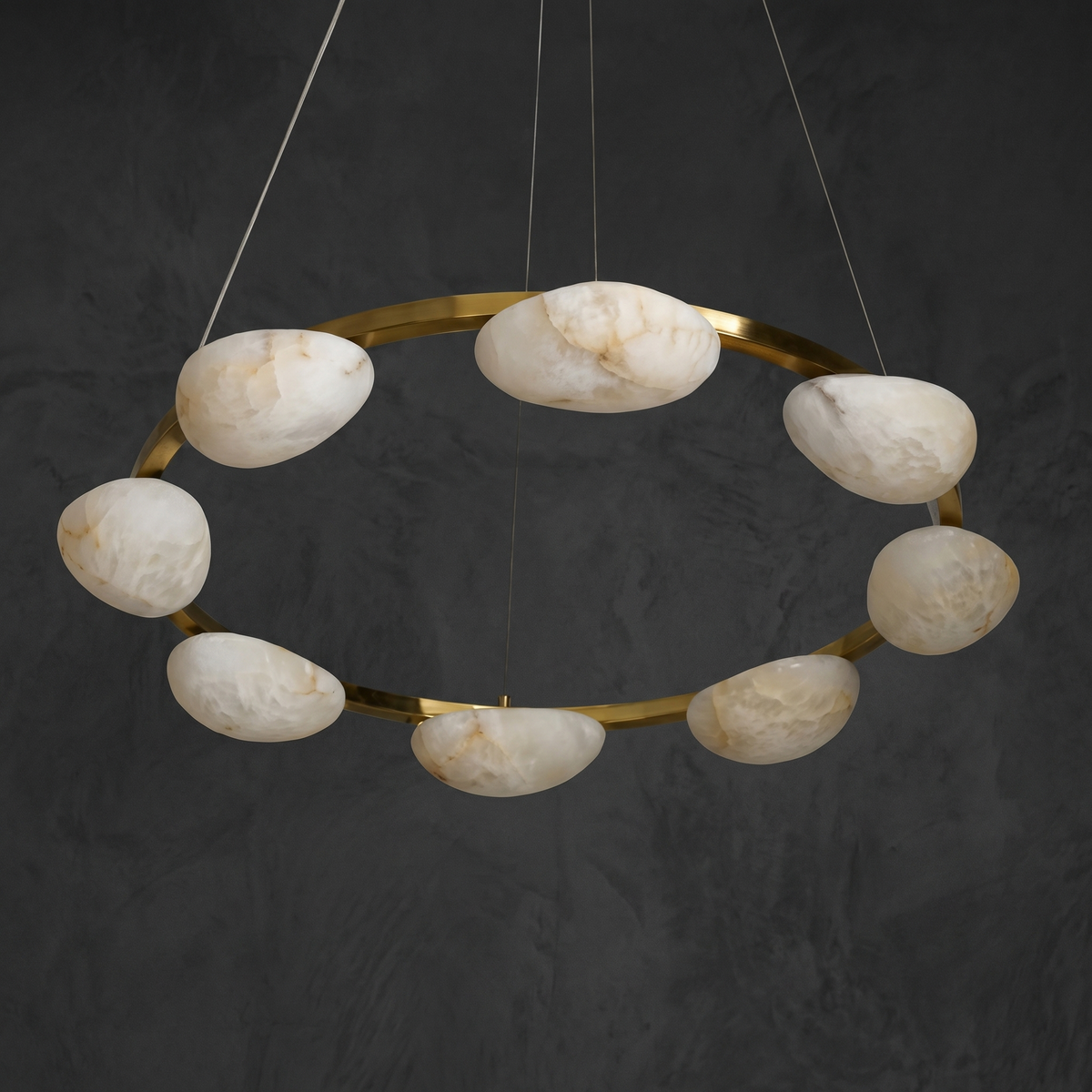 Alabaster Ring Chandelier in a dining room