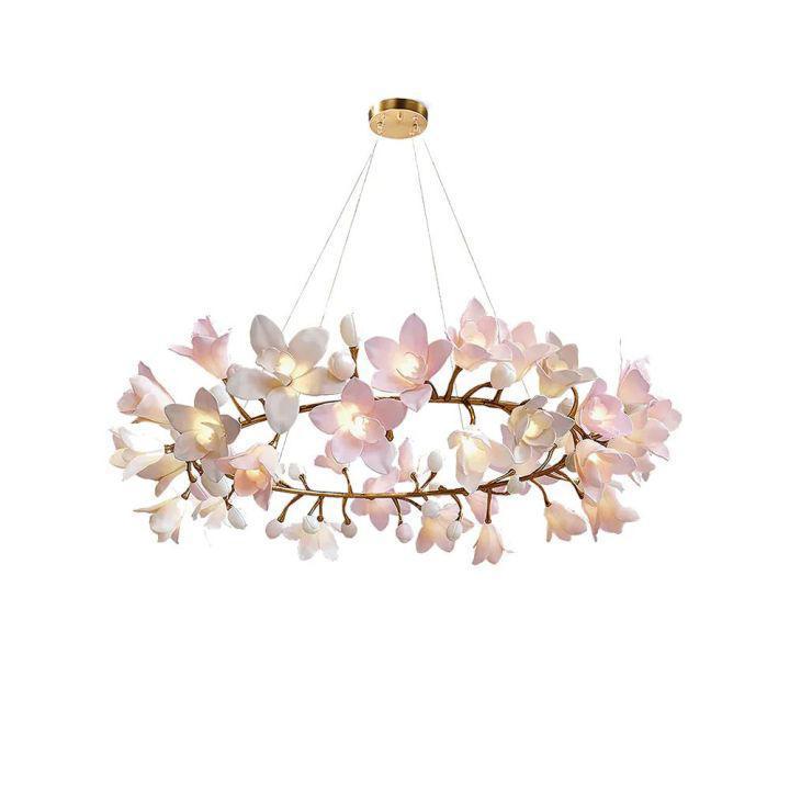 Circular Blossom Chandelier-chandeliers for dining room,chandeliers for stairways,chandeliers for foyer,chandeliers for bedrooms,chandeliers for kitchen,chandeliers for living room-Dia 23.6″(60cm) x H 15.7″(40cm)-Blushlighting