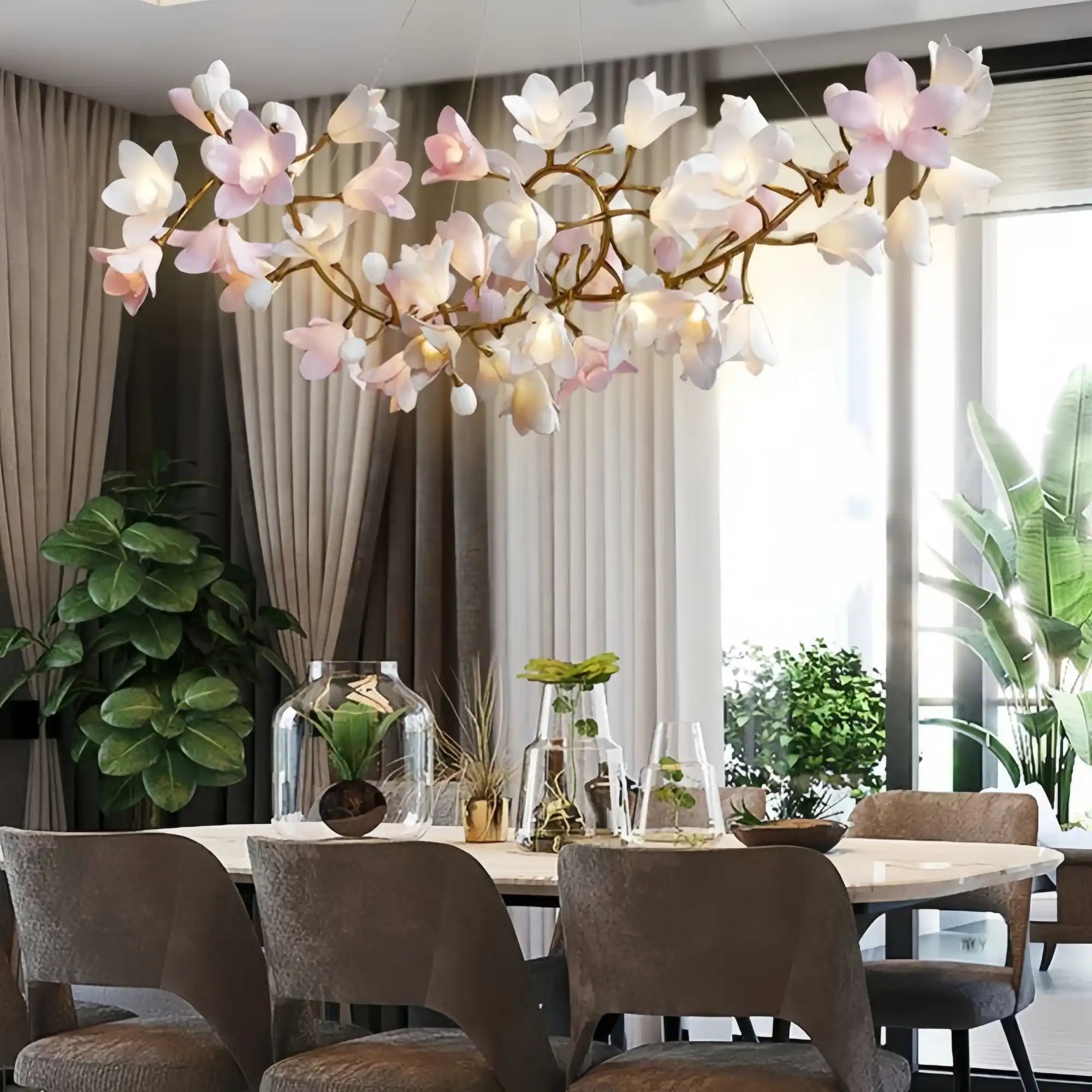 Circular Blossom Chandelier - L 47.2″(120cm) x W 15.7″(40cm) x H 17.7″ (45cm)Blushlighting