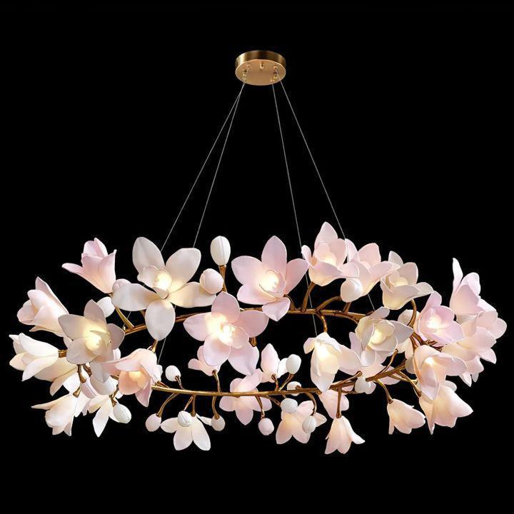 Circular Blossom Chandelier - Dia 48″(120cm) x H 20″(50cm)Blushlighting