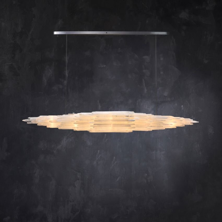 Claire Selenite Collection Pendant - Polished Nickel71″Blushlighting