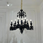 Classic Black Candle Style Chandelier Crystal Ceiling Pendant Lighting Fixture For Living/ Bedroom - Blushlighting