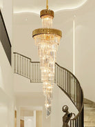 Classic Large Multi - layered Spiral Crystal Chandelier for Foyer/ Staircase - D31.5"*H98.4"/29 Lights/35 kgGoldWarm LightBlushlighting