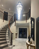 Classic Large Multi - layered Spiral Crystal Chandelier for Foyer/ Staircase - D47.2 "*H196"/58 Lights/172.6 kgBlackWarm LightBlushlighting