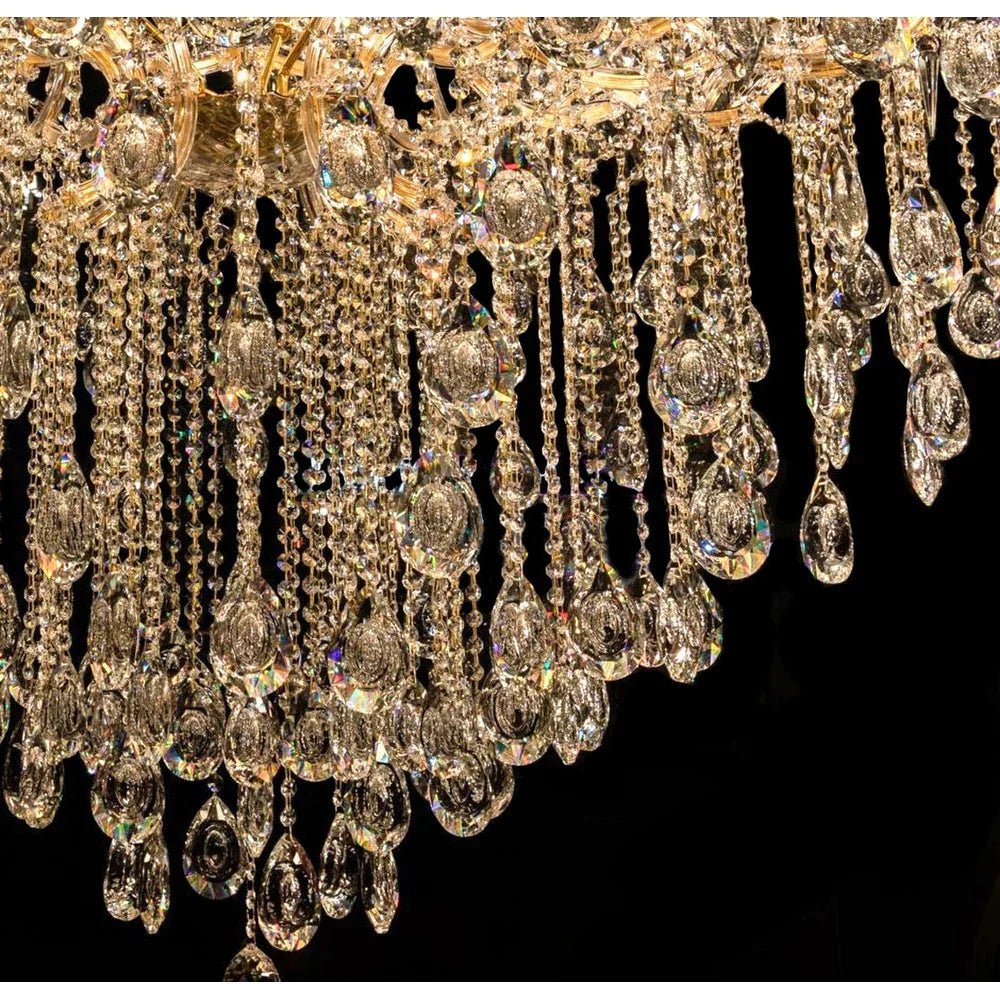 Classic Modern Multi-layers Crystal Chandelier for Staircase/Foyer/Villa - D39.4"*H59.1"Warm LightBrassBlushlighting