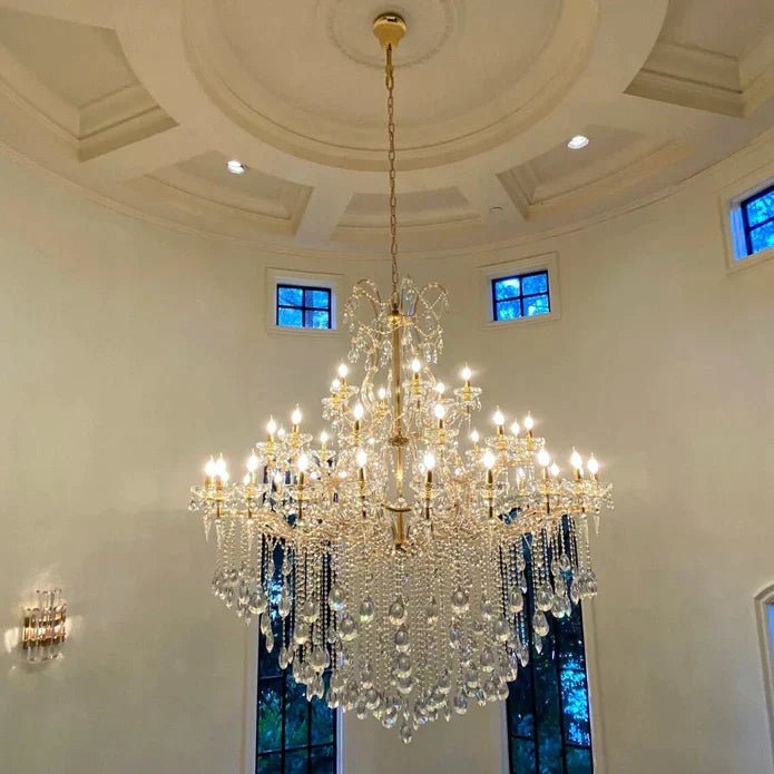 Classic Modern Multi-layers Crystal Chandelier for Staircase/Foyer/Villa - D39.4"*H59.1"Warm LightBrassBlushlighting