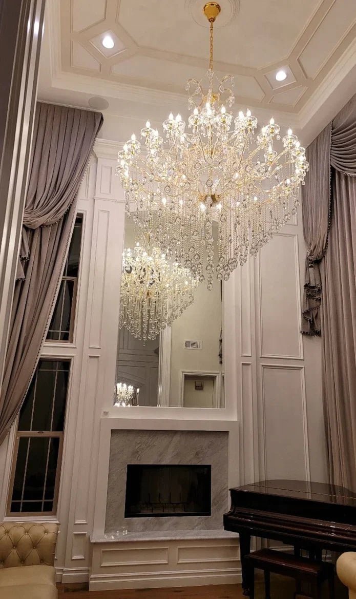 Classic Modern Multi-layers Crystal Chandelier for Staircase/Foyer/Villa - D39.4"*H59.1"Warm LightBrassBlushlighting