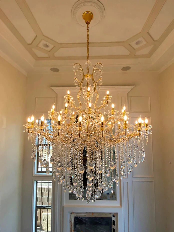 Classic Modern Multi-layers Crystal Chandelier for Staircase/Foyer/Villa - D39.4"*H59.1"Warm LightBrassBlushlighting