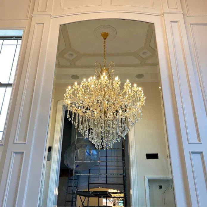 Classic Modern Multi-layers Crystal Chandelier for Staircase/Foyer/Villa - D39.4"*H59.1"Warm LightBrassBlushlighting