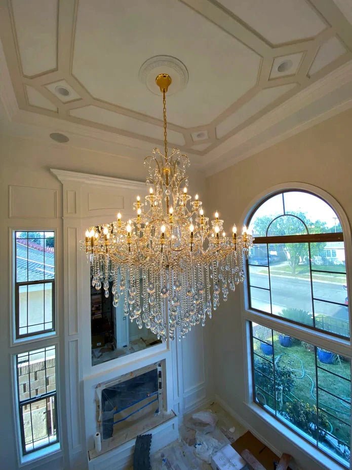 Classic Modern Multi-layers Crystal Chandelier for Staircase/Foyer/Villa - D39.4"*H59.1"Warm LightBrassBlushlighting