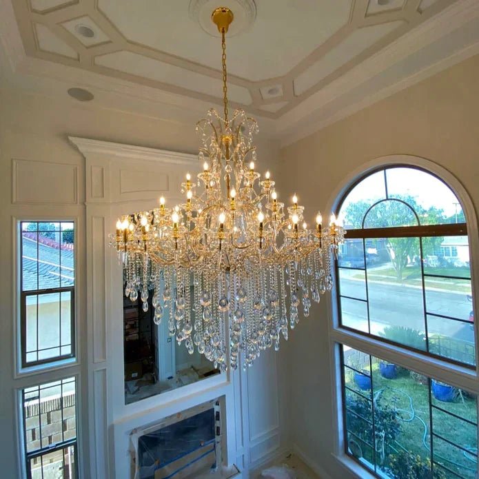 Classic Modern Multi-layers Crystal Chandelier for Staircase/Foyer/Villa - D39.4"*H59.1"Warm LightBrassBlushlighting