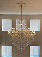 Classic Modern Multi-layers Crystal Chandelier for Staircase/Foyer/Villa - D39.4"*H59.1"Warm LightBrassBlushlighting