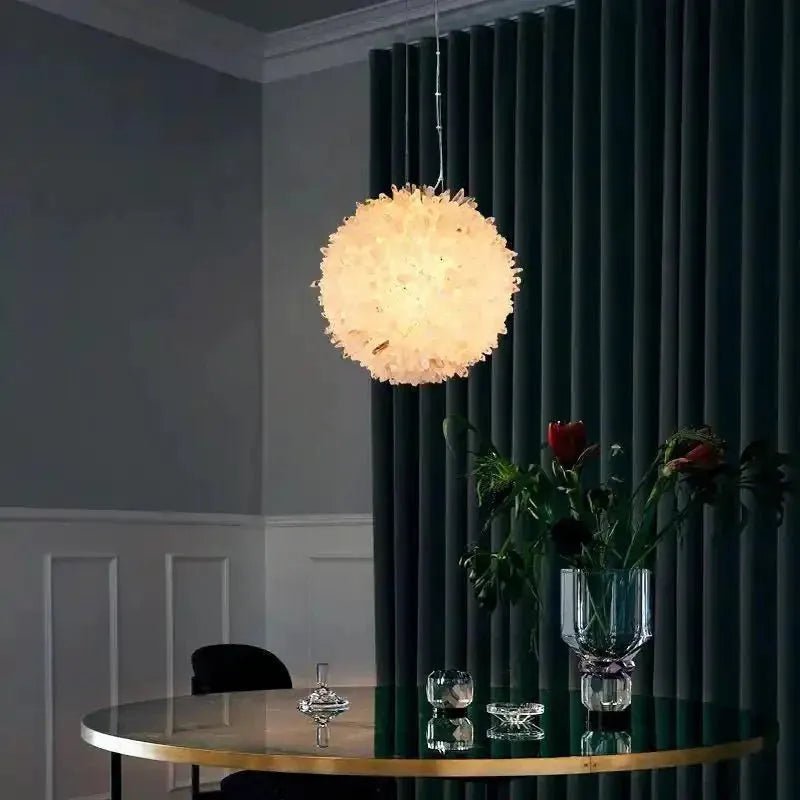 Clear Geode Quartz Crystal Ball Modern Pendant Light - Diam 16''Blushlighting