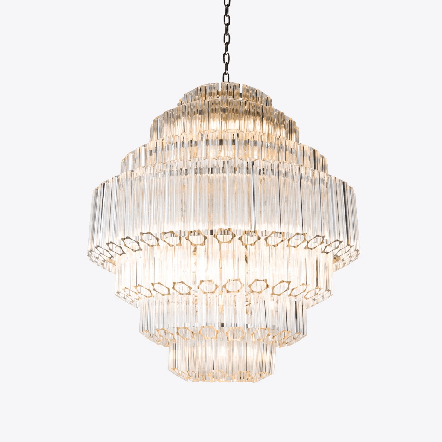 Clear Grande Palermo Chandelier - ∅ 31.5″ x H 34.3″Nickel & ClearBlushlighting