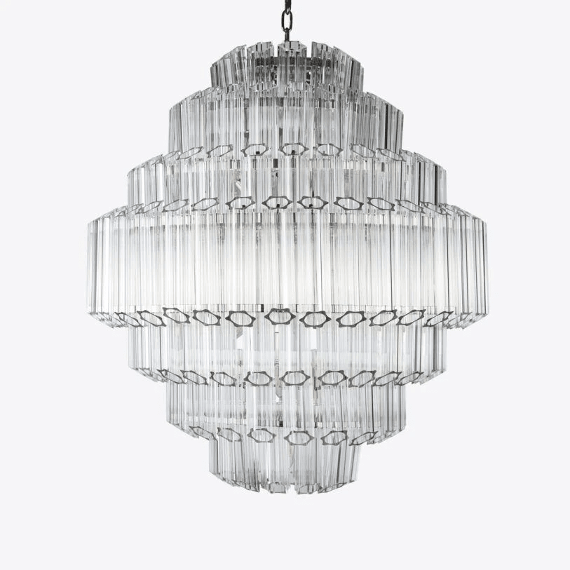 Clear Grande Palermo Chandelier - ∅ 31.5″ x H 34.3″Nickel & ClearBlushlighting