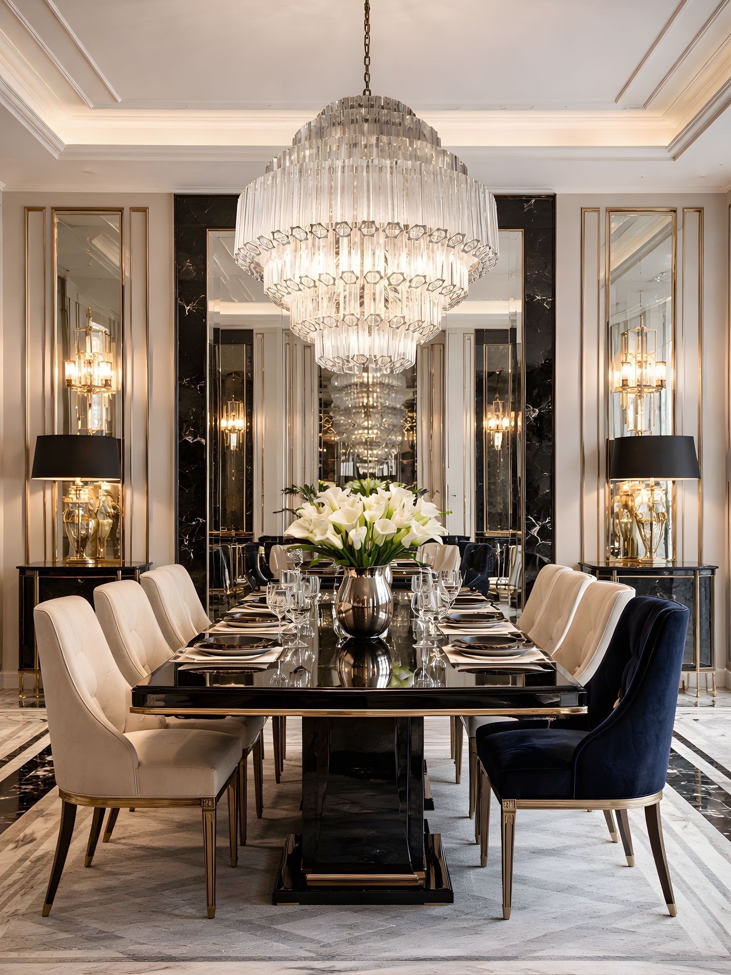 Clear Grande Palermo Chandelier - ∅ 31.5″ x H 34.3″Nickel & ClearBlushlighting